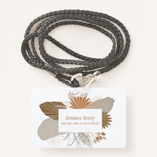 Terracotta Boho Tropical Crachá (Frente com cordão)