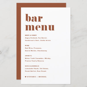 Terracotta Bold Retro Typografia Menu Bar Casament