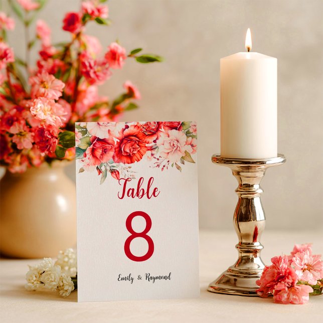Terracotta Burgundy Blush Floral Table Number (Criador carregado)