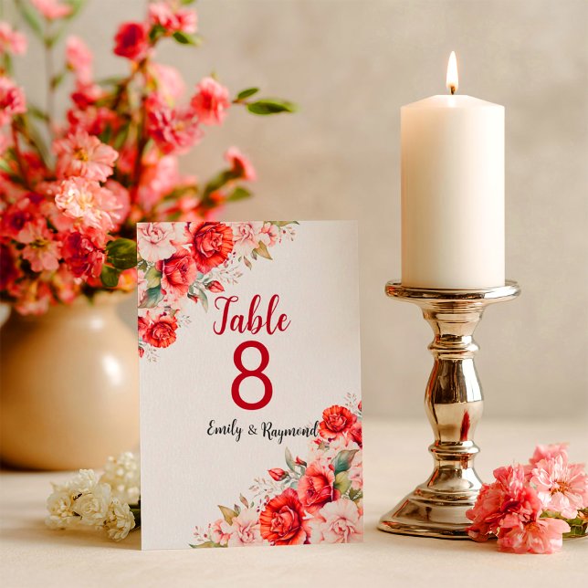 Terracotta Burgundy Blush Floral Table Number (Criador carregado)