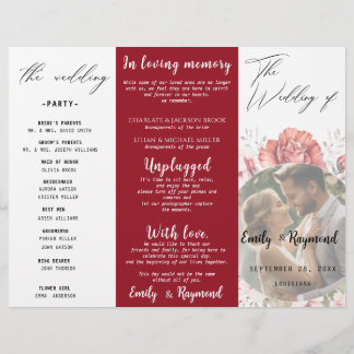 Terracotta Burgundy Blush Floral Wedding  Program