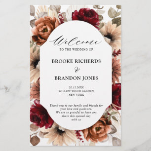 Terracotta Burgundy Programa de Casamento Floral M
