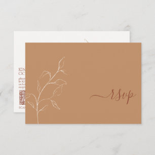 Terracotta Burnt Orange Botanical QR Code RSVP