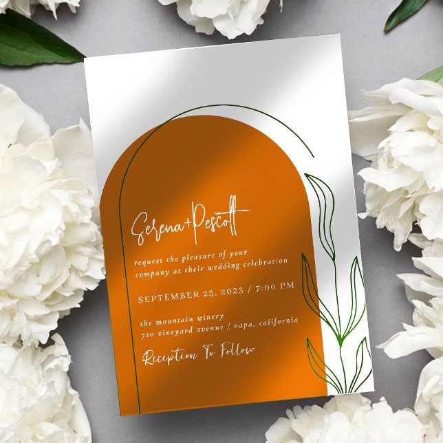 Terracotta + Convite Simples De Casamento Em Arco (Criador carregado)