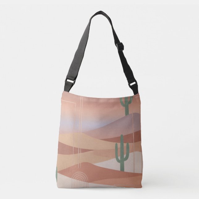 Terracotta Desert Sunset Boho Geometric Cacti Tote (Frente)