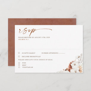 Terracotta e White Floral Boho Wedding RSVP