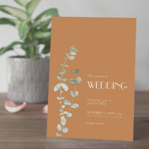 Terracotta Eucalyptus Deco Convite Para Casamento