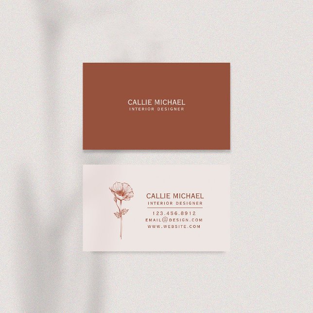 Terracotta Floral Cartão de visita (Terracotta Floral Business Card  #terracotta #modern #simple #flower)