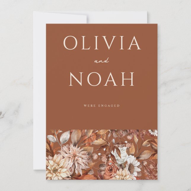 Terracotta Floral Estamos com o Cartão de Anúncio (Frente)