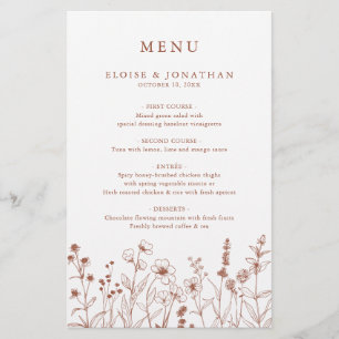Terracotta Floral Fall Wildflower Menu