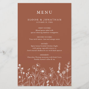 Terracotta Floral Fall Wildflower Menu