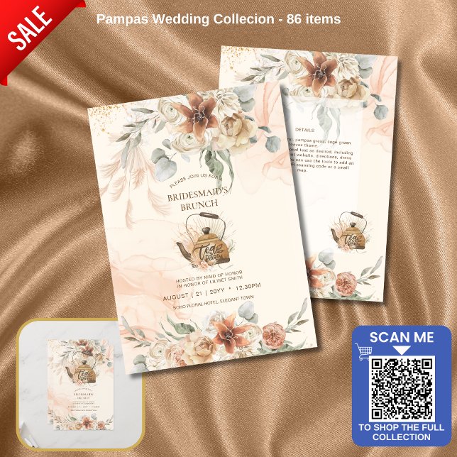 Terracotta Floral Pampas Grass BRIDESMAID'S BRUNCH (Criador carregado)