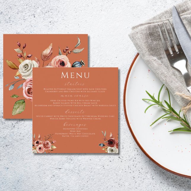 Terracotta Floral Wedding Menu (Criador carregado)