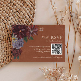 Terracotta Floral Wedding RSVP Código QR