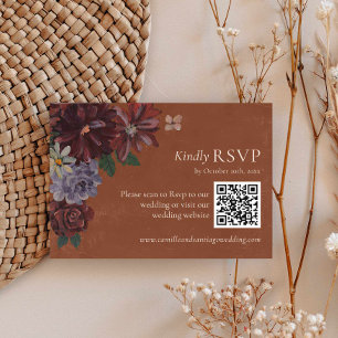 Terracotta Floral Wedding RSVP Código QR