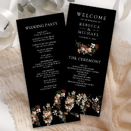 Terracotta Floral Wildflower Black Weding Program