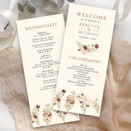 Terracotta Floral Wildflower Cream Weding Program