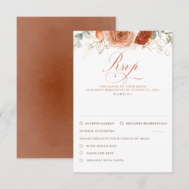 Terracotta Flowers Wedding RSVP (Frente/Verso)