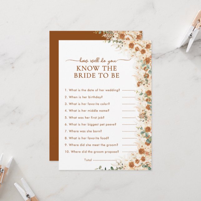 Terracotta How Well Do You Know the Bride Game (Frente/Verso In Situ)