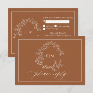 Terracotta Leafy Crest Monogramas RSVP