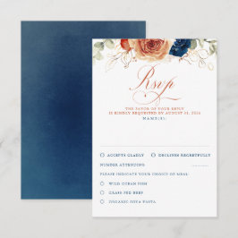 Terracotta Marinho Blue Flowers Casamento RSVP