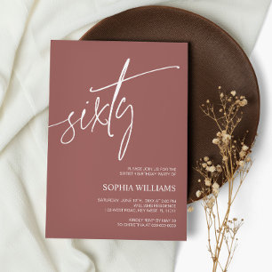 Terracotta Minimalista 60º Convite de Aniversário