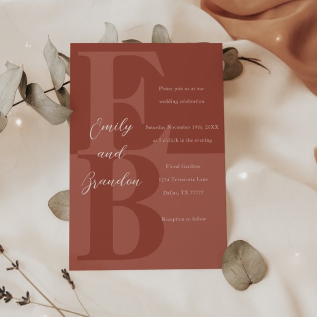 Terracotta Modern Grande Convite Inicial De Casame (Criador carregado)