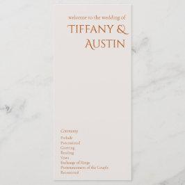 Terracotta Modern Wedding Program
