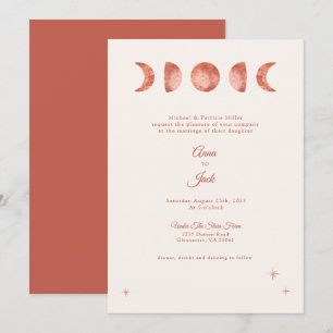 Terracotta Moon Phase Boho Convite Para Casamento