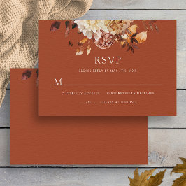 Terracotta Outono Cobre Floral Casamento RSVP