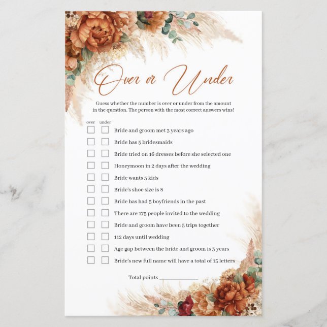 Terracotta pampas florais de cobre sobre ou abaixo (Frente)