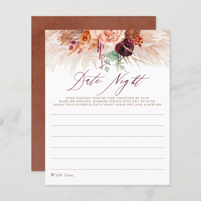 Terracotta Pampas Grass Ideias Noturnas de Data Fl (Frente/Verso)