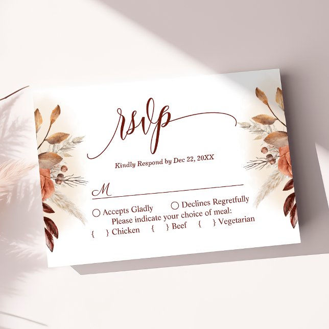 Terracotta Pampas Grass Script Floral Weding RSVP (Criador carregado)
