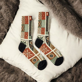 Terracotta Patchwork Quilt Pattert Retro Floral