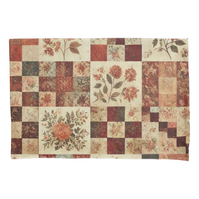Terracotta Patchwork Quilt Rustic Farmhouse (Frente)