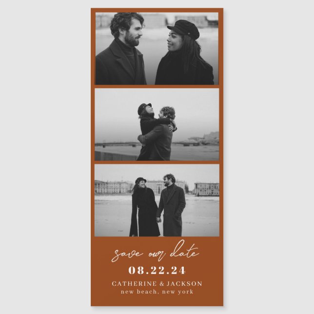Terracotta Photo Strip Casamento Salvar Data (Frente)