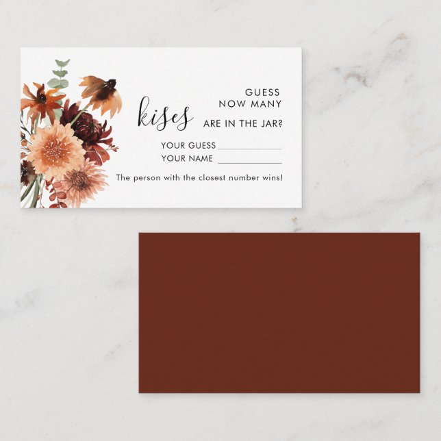 Terracotta | Quantos Kisses Cartão de Jogo Casado (Frente/Verso)