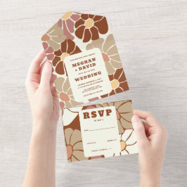 Terracotta Retro Groovy Boho Chic Casamento Floral