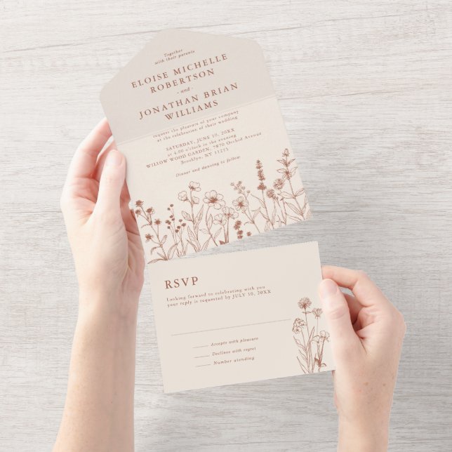 Terracotta Rustic Floral Fall Wildflower Casamento (Tearaway)