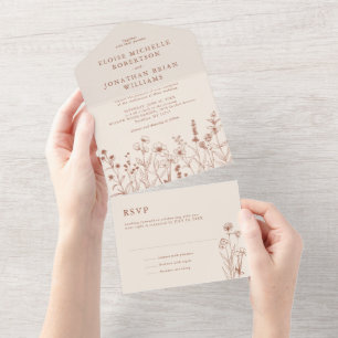 Terracotta Rustic Floral Fall Wildflower Casamento