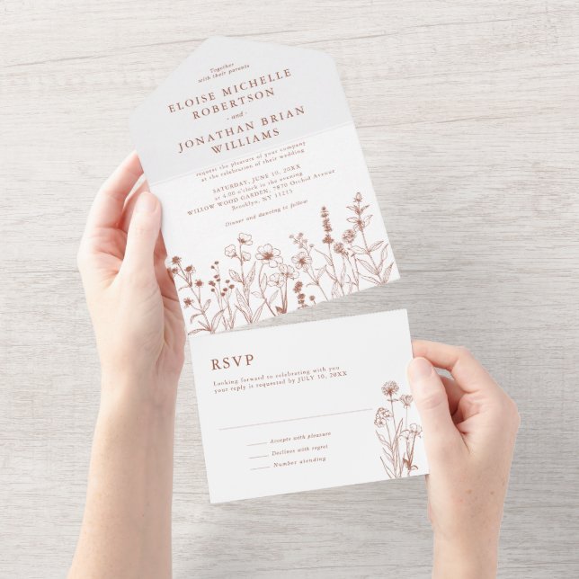 Terracotta Rustic Floral Fall Wildflower Casamento (Tearaway)