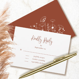 Terracotta Script Typografia Casamento Floral RSVP