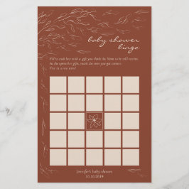 Terracotta Simple Chá de fraldas Bingo Game