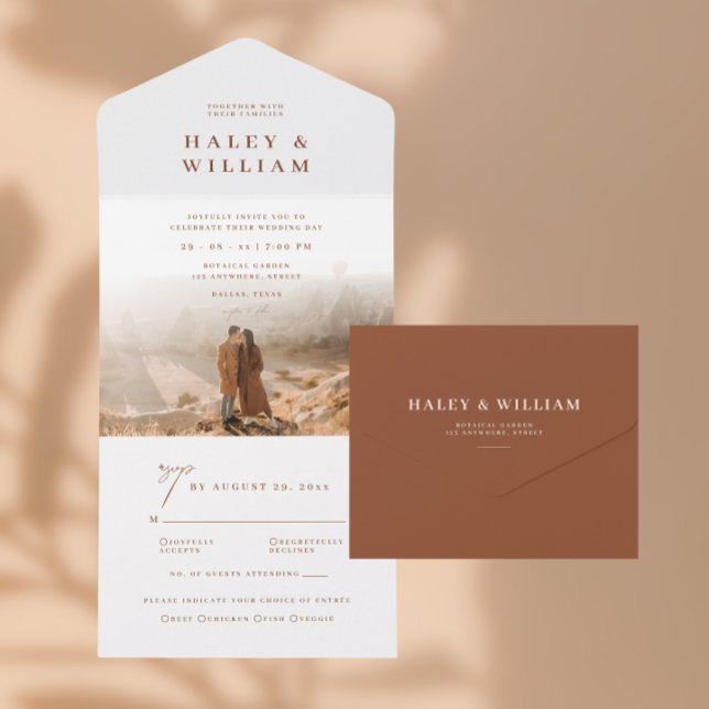 Terracotta Simple Minimalist Boho Photo Wedding (Criador carregado)