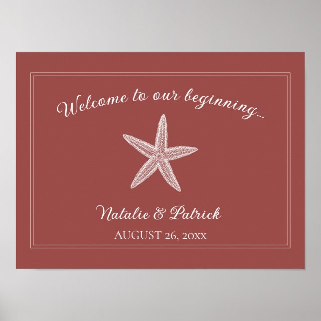 Terracotta Starfish Wedding Poster (Frente)