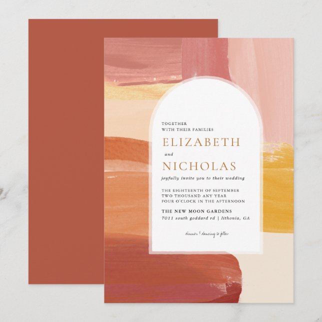 Terracotta Sunrise | Convite de Casamento Boho (Frente/Verso)