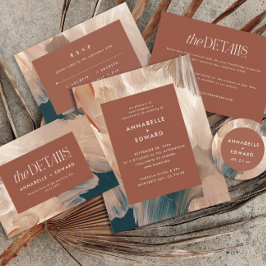 Terracotta teal paintery na moda casamento moderno