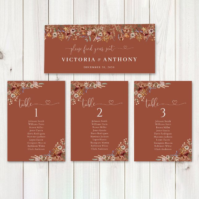 Terracotta Tiny Wildflower Sinal de Mesa (Criador carregado)