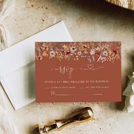 Terracotta Tiny Wildflower Weding RSVP Card