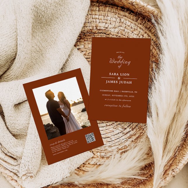 Terracotta Tudo Em Um Convite De Casamento Fotográ (Criador carregado)